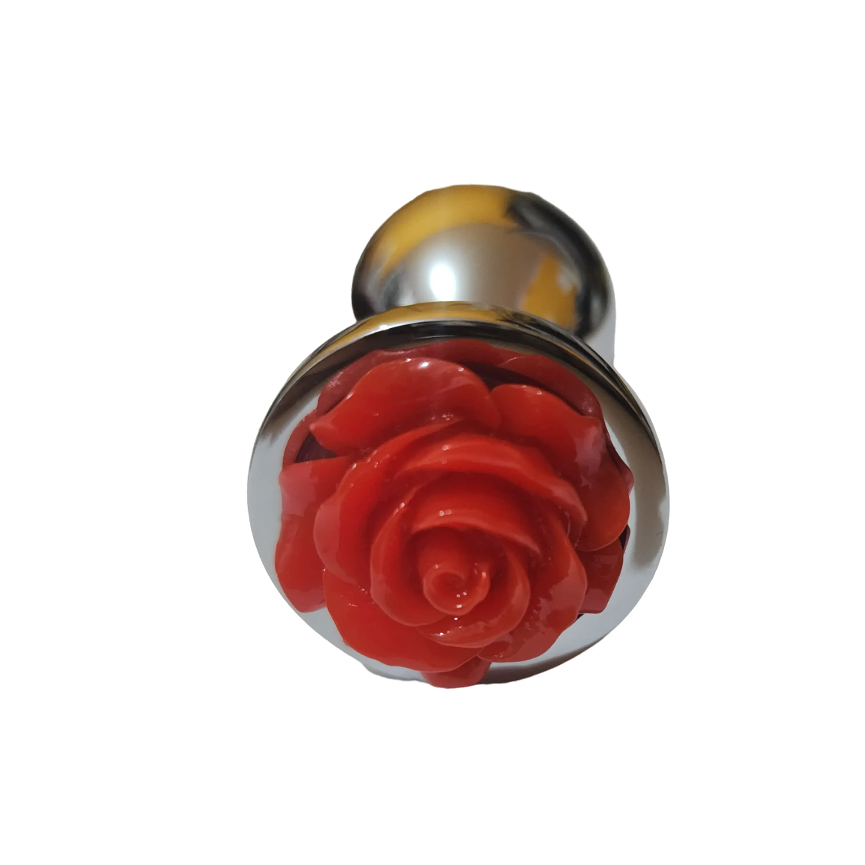 Plug de metal dije rosa roja talla M - 85x35 mm 7