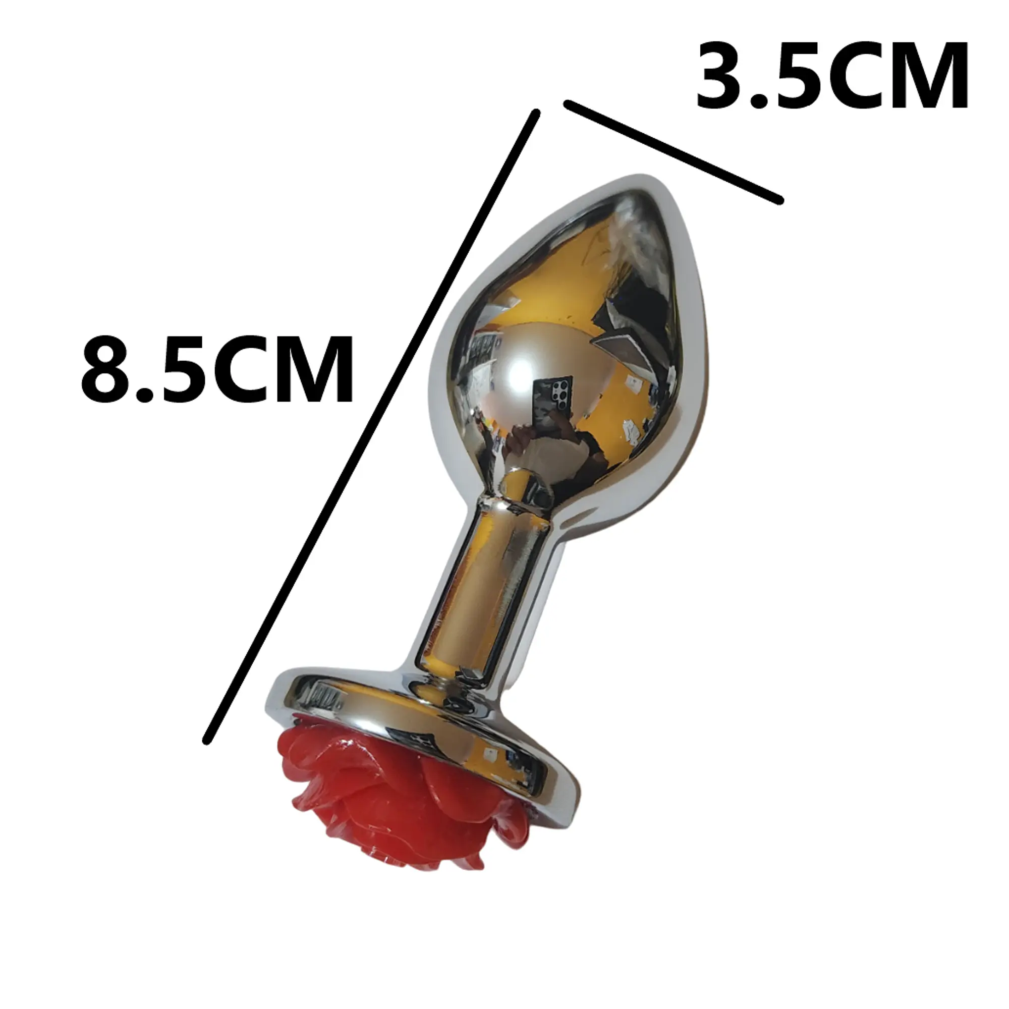 Plug de metal dije rosa roja talla M - 85x35 mm 6
