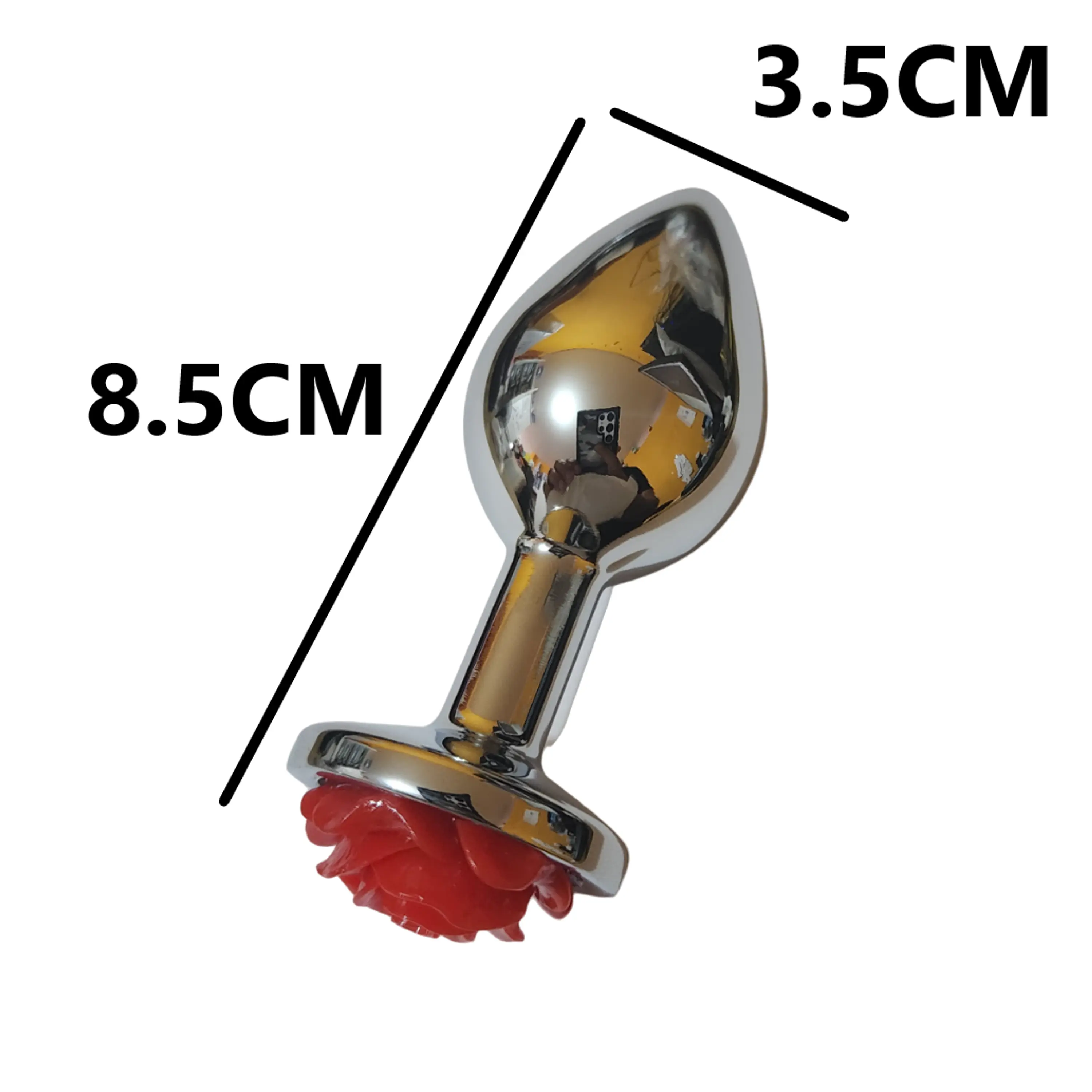Plug de metal dije rosa roja talla M - 85x35 mm 6