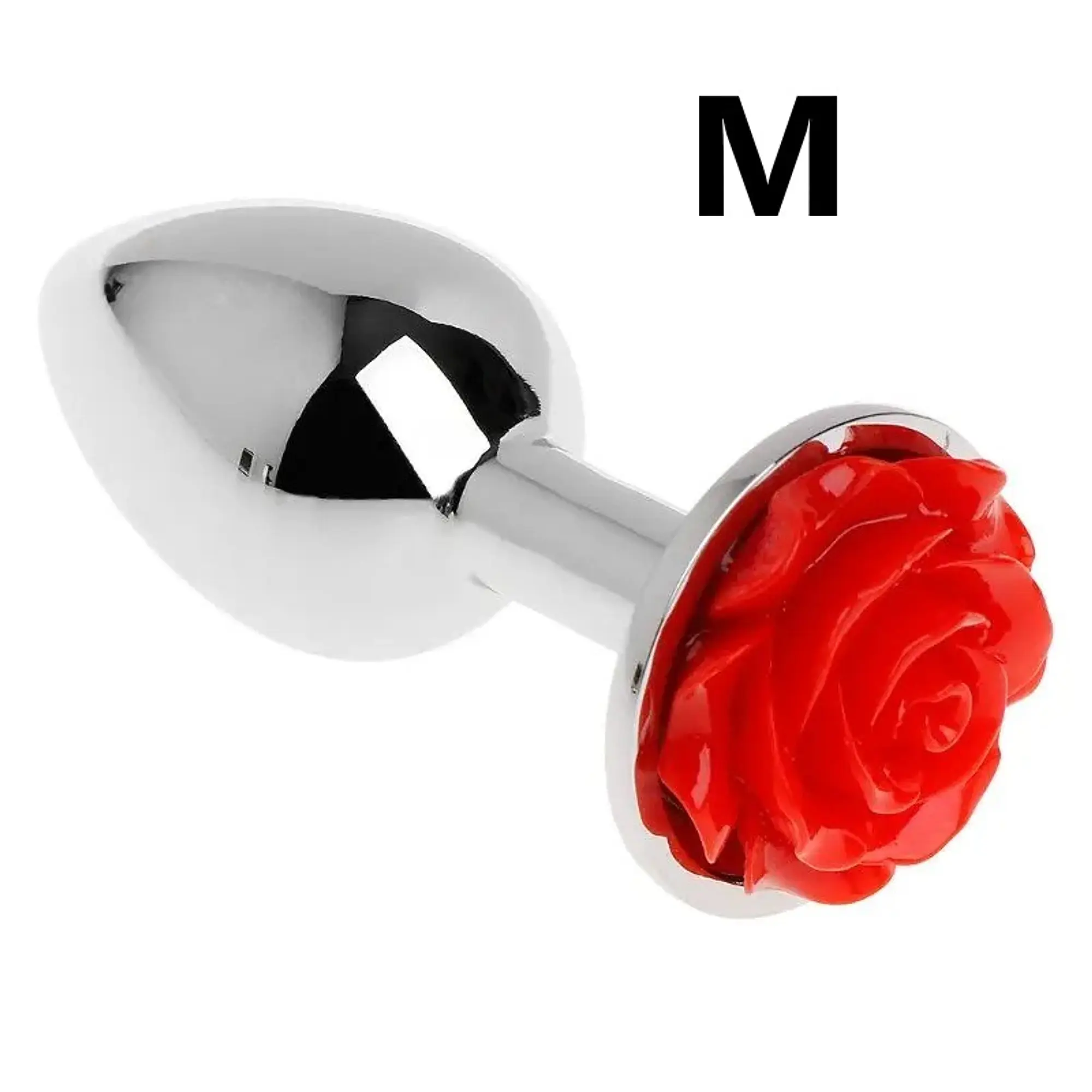 Plug de metal dije rosa roja talla M - 85x35 mm 4