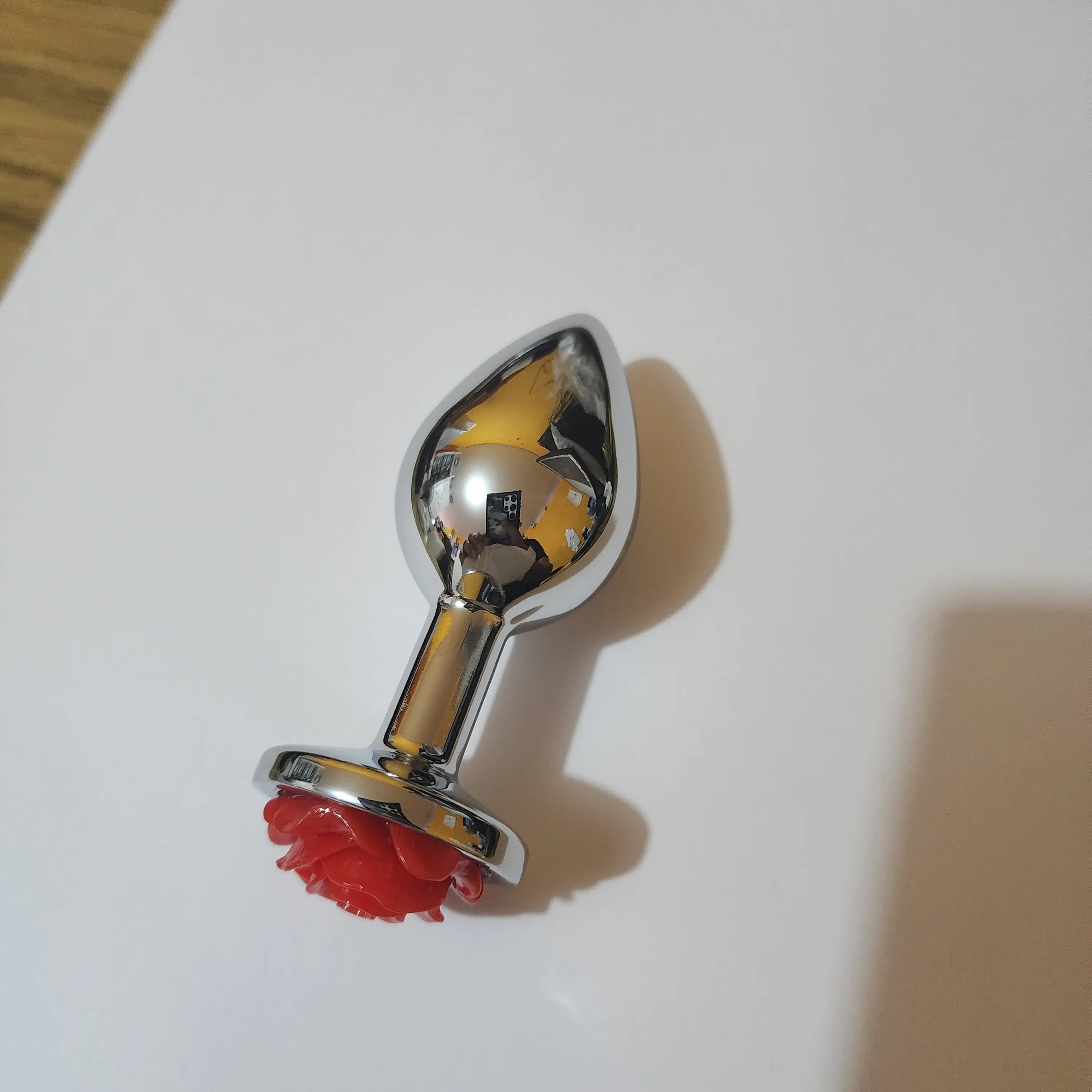 Plug de metal dije rosa roja talla M - 85x35 mm 5