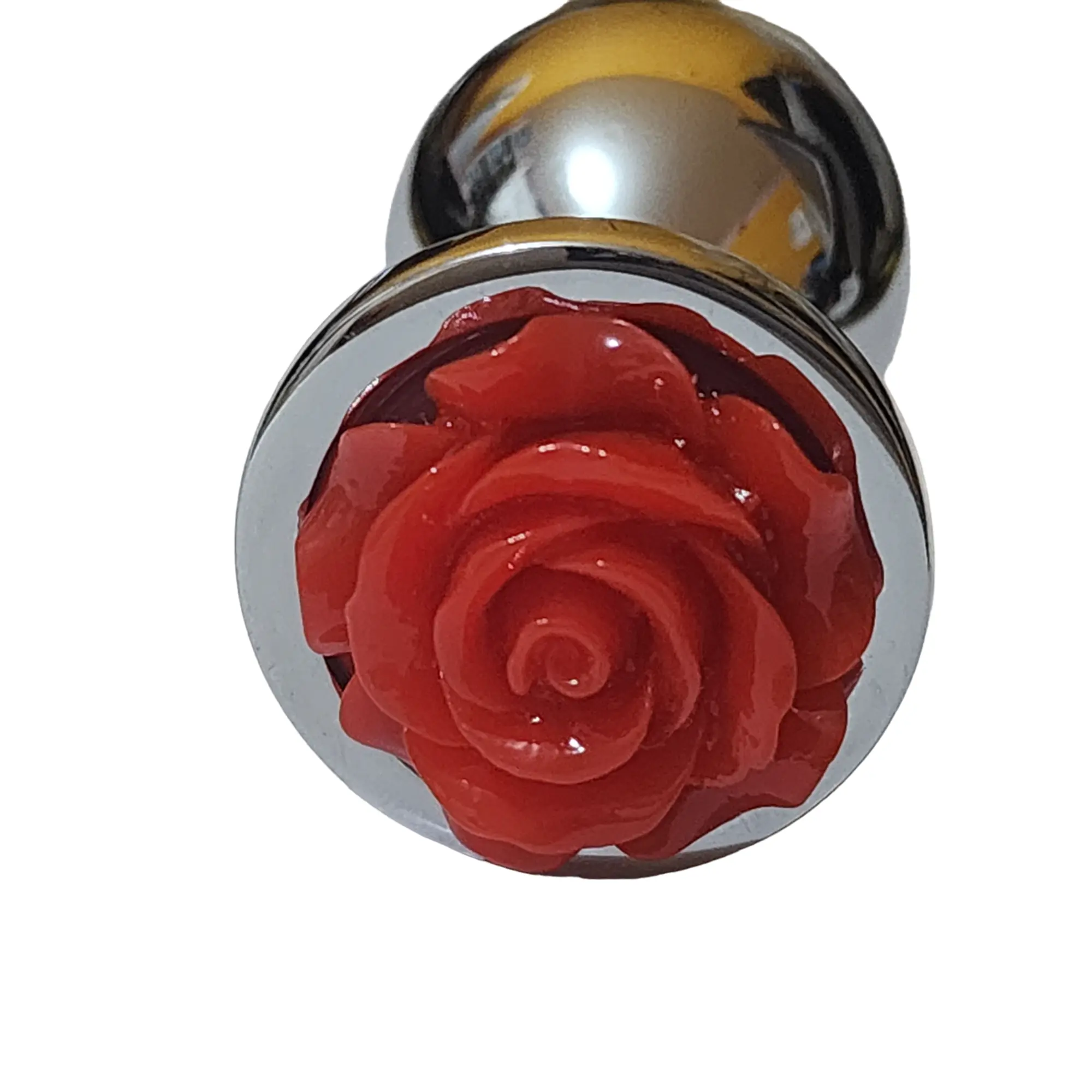 Plug de metal dije rosa roja talla M - 85x35 mm 9