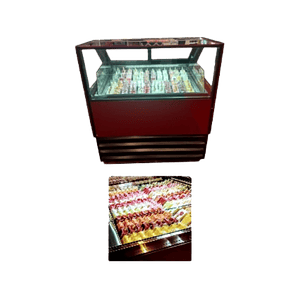 Vitrina con Cristal Curvo con gran exhibicion de producto VMG-12-P