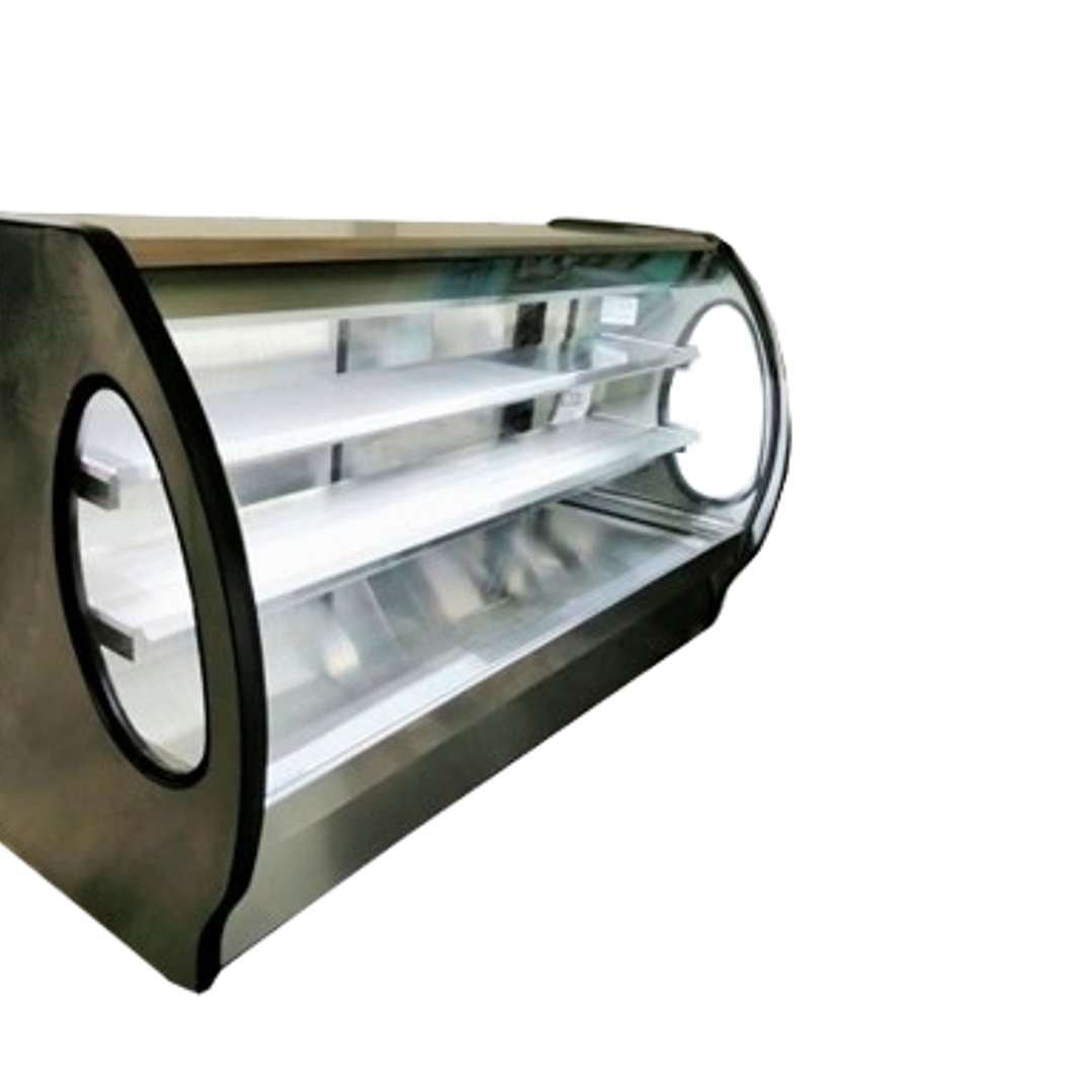 VITRINA TODA EN ACERO INOX CON CRISTAL CURVO DE 1.00 METRO MASSER MODELO RHNVCT 1000 EAIX 1