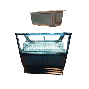 Vitrina con Cristal RECTO con gran exhibicion de producto, especial para HELADO VMG-12