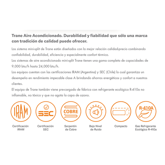 Aire Acondicionado Split Muro Trane ON/OFF - Image 3