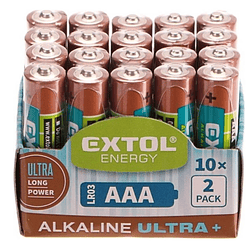 Pilas alcalinas AAA de larga duración Extol Ultra+ AAA 20 piezas 
