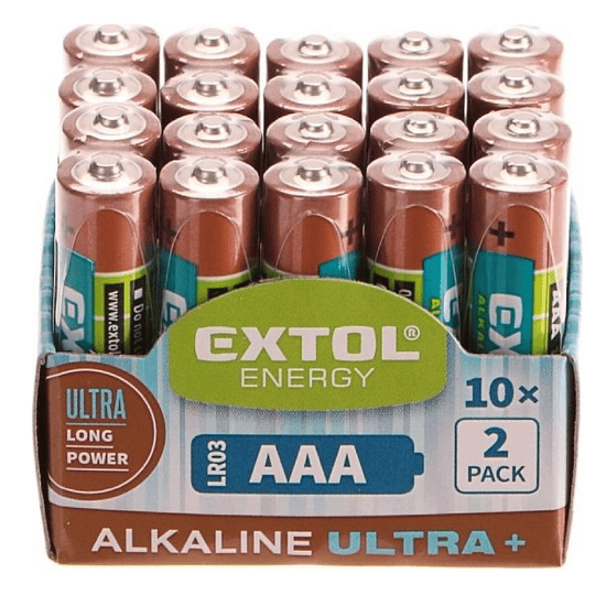 Pilas alcalinas AAA de larga duración Extol Ultra+ AAA 20 piezas  - Image 1