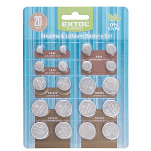 Set de Pilas alcalinas y de litio, juego de 20 unidades EXTOL