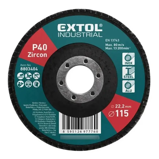 Disco Lija Acero Madera Aluminio Grado 40 4 1/2 Extol  10und