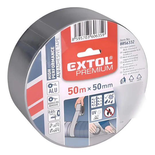 Cinta Adhesiva Aluminio 50mm X 50m De Espesor. 0,03 Mm Extol - Image 1