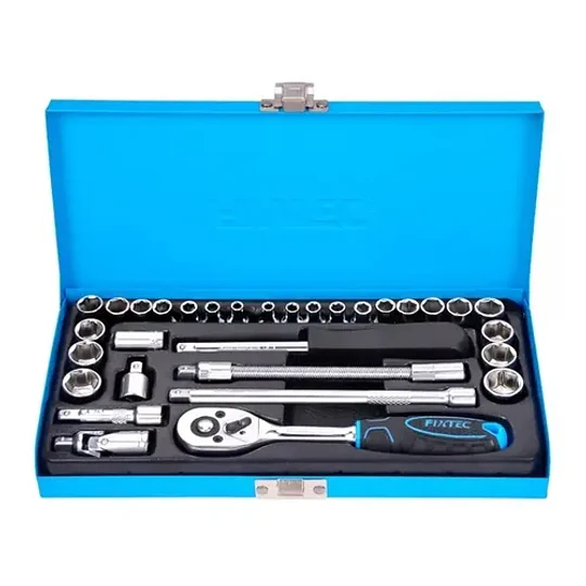 Juego Llave Combinada Tubo 1/4 - 31 Pzas Con Maletín Fixtec Azul - Image 1