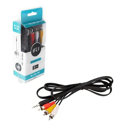 Cable Adaptador Audio Video Irt 3.5mm Jack A 3 Rca 1.8m Macho