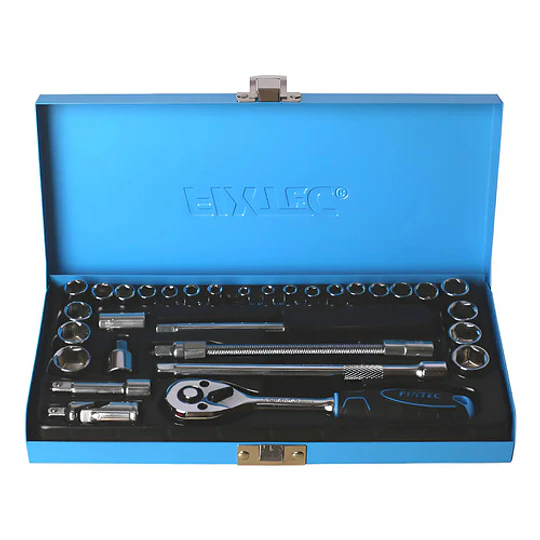 Juego Llave Combinada Tubo 1/4 - 31 Pzas Con Maletín Fixtec Azul - Image 1