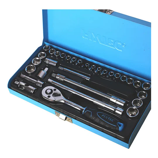 Juego Llave Combinada Tubo 1/4 - 31 Pzas Con Maletín Fixtec Azul - Image 3