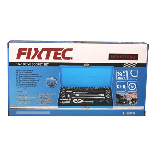 Juego Llave Combinada Tubo 1/4 - 31 Pzas Con Maletín Fixtec Azul - Image 5