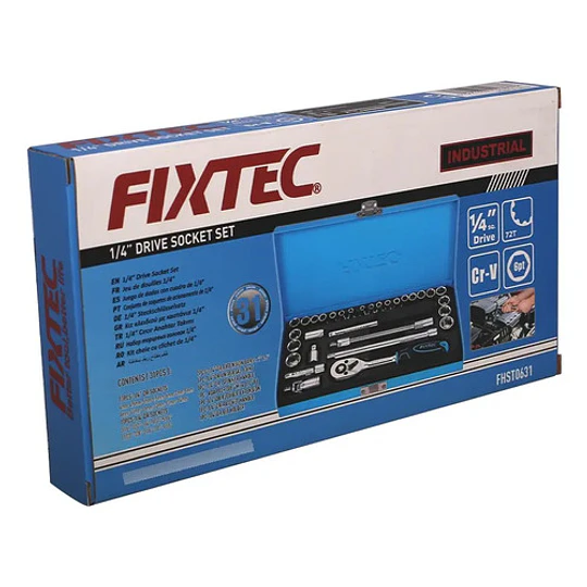 Juego Llave Combinada Tubo 1/4 - 31 Pzas Con Maletín Fixtec Azul - Image 6