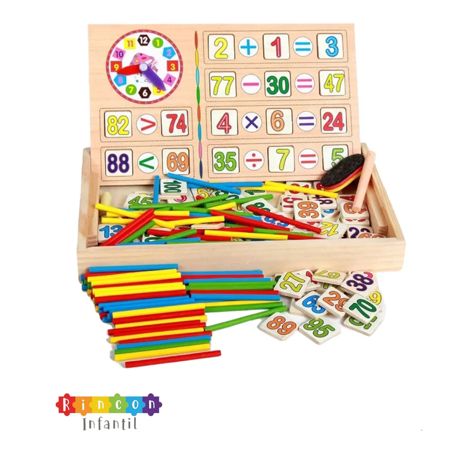 Juego Didáctico Madera Pizarra Matemáticas Contar Para Niños 2