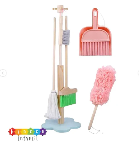 Set Aseo de Madera Limpieza Juguete Didáctico 6 pzas