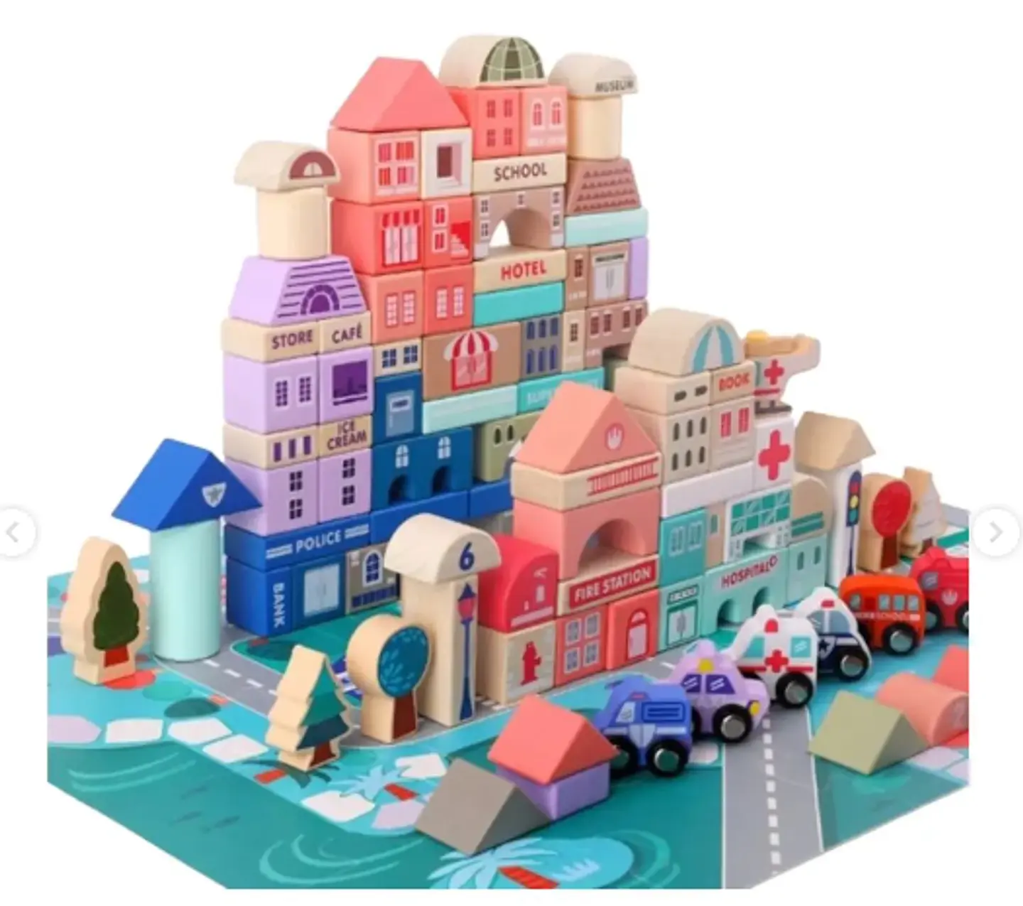 Juego De Bloques De Construcción De Madera ciudad 115 pcs 3