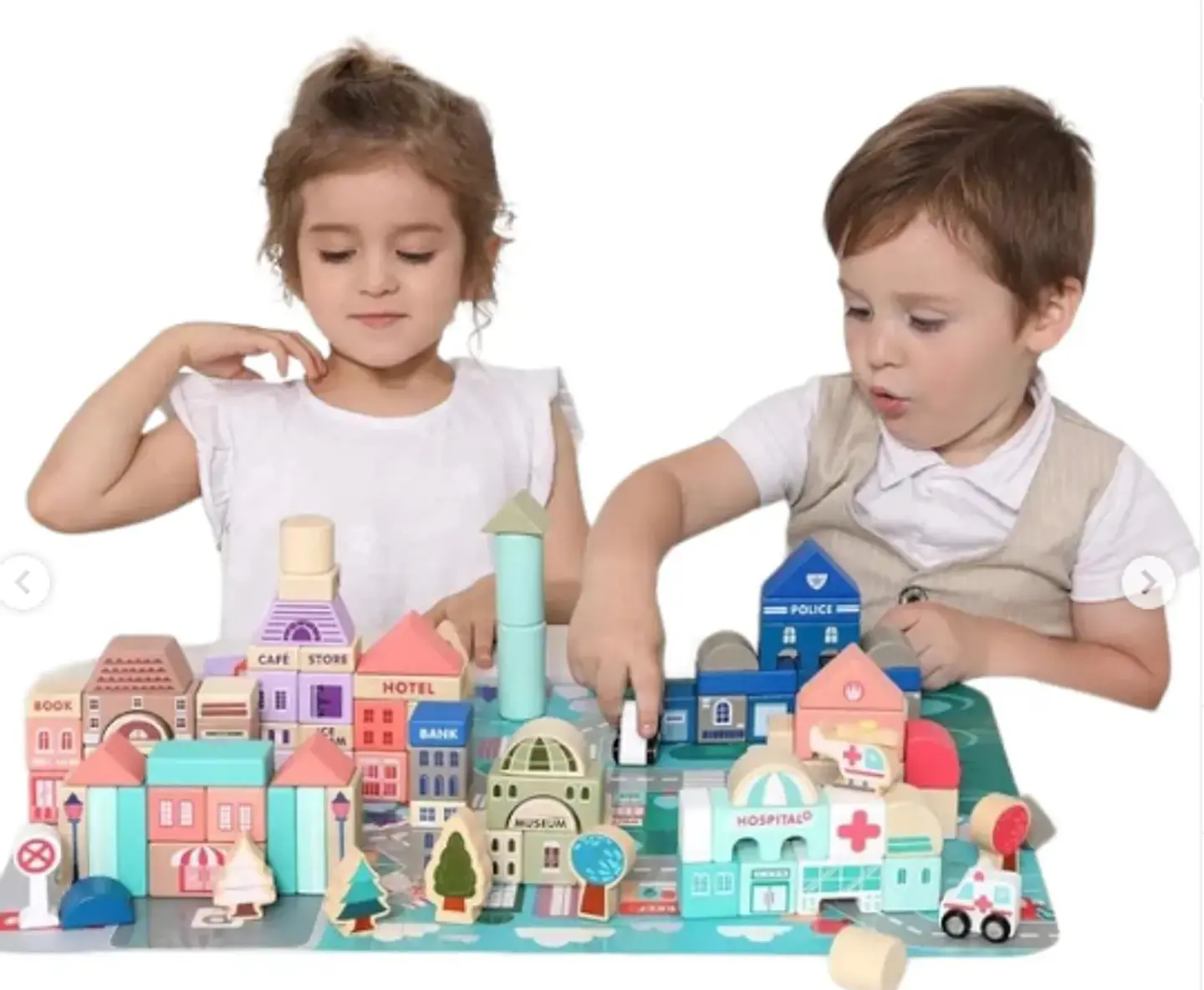 Juego De Bloques De Construcción De Madera ciudad 115 pcs 4