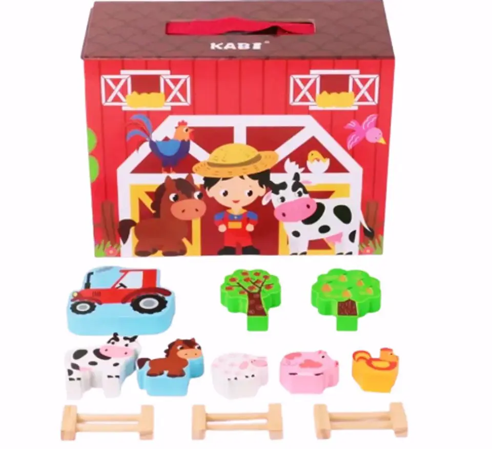 Granja De Juguete Para Niños Con Accesorios De Madera 1