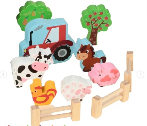 Granja De Juguete Para Niños Con Accesorios De Madera