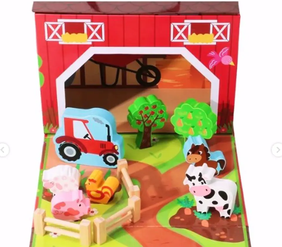 Granja De Juguete Para Niños Con Accesorios De Madera 3