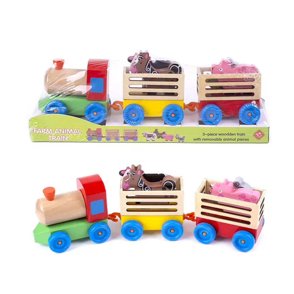 Tren De Madera De Juguete Con Animales De Granja 2