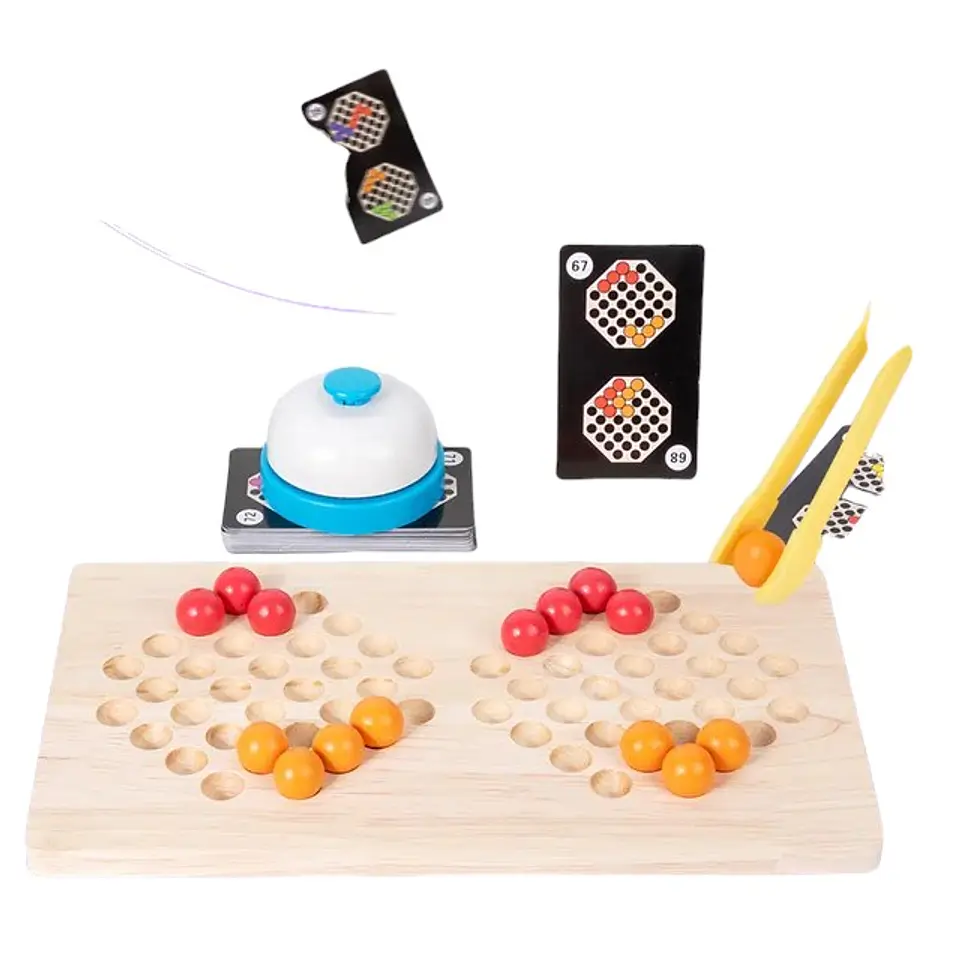 Juego de patrones y canicas dobles madera. 4