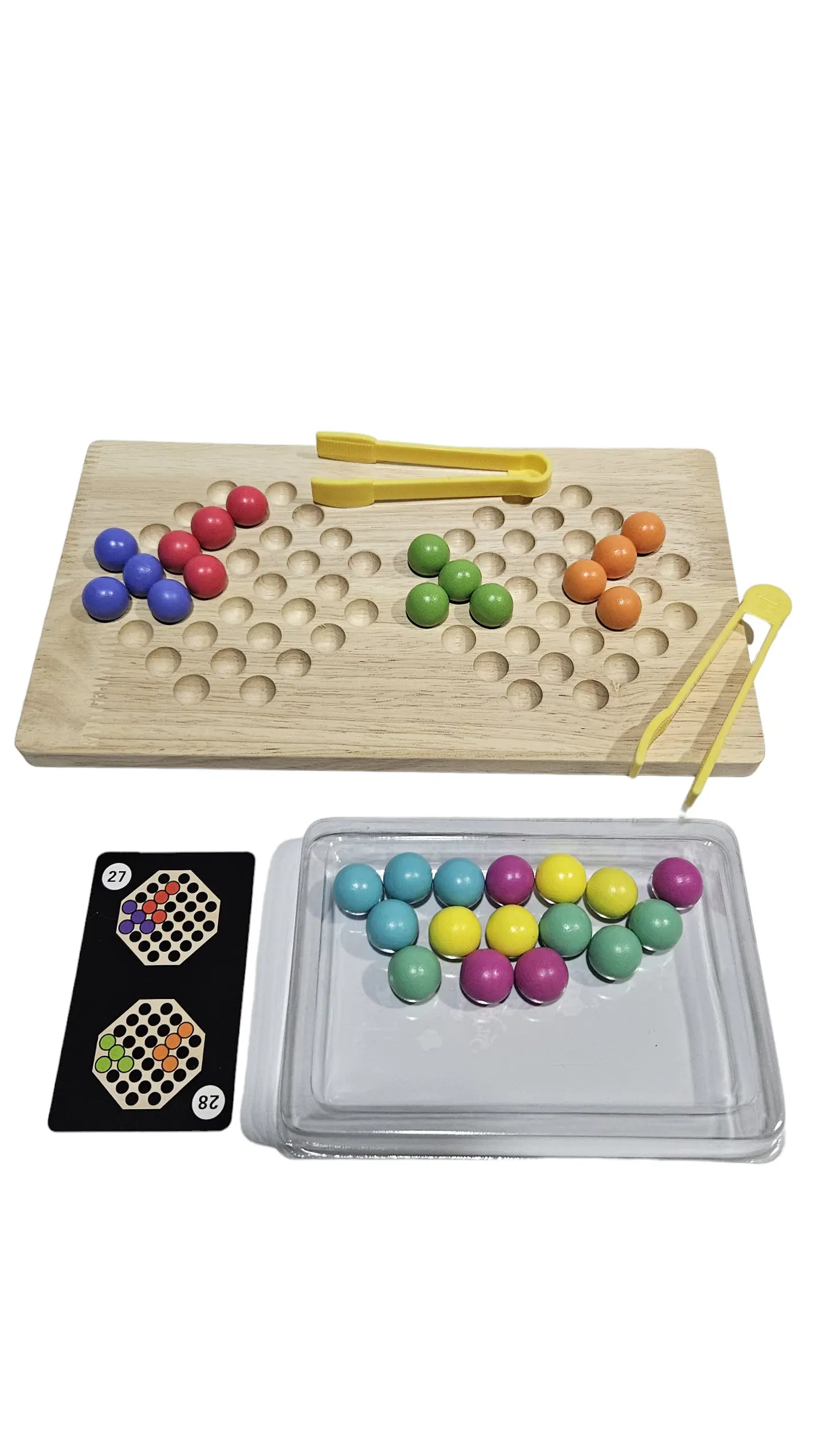 Juego de patrones y canicas dobles madera. 5