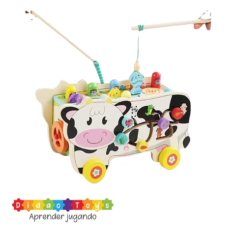 Pega topo vaca didáctico de madera musical