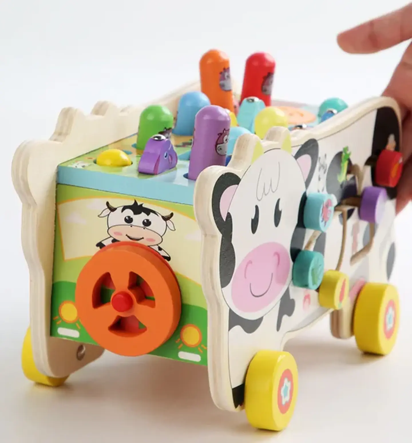 Pega topo vaca didáctico de madera musical 3