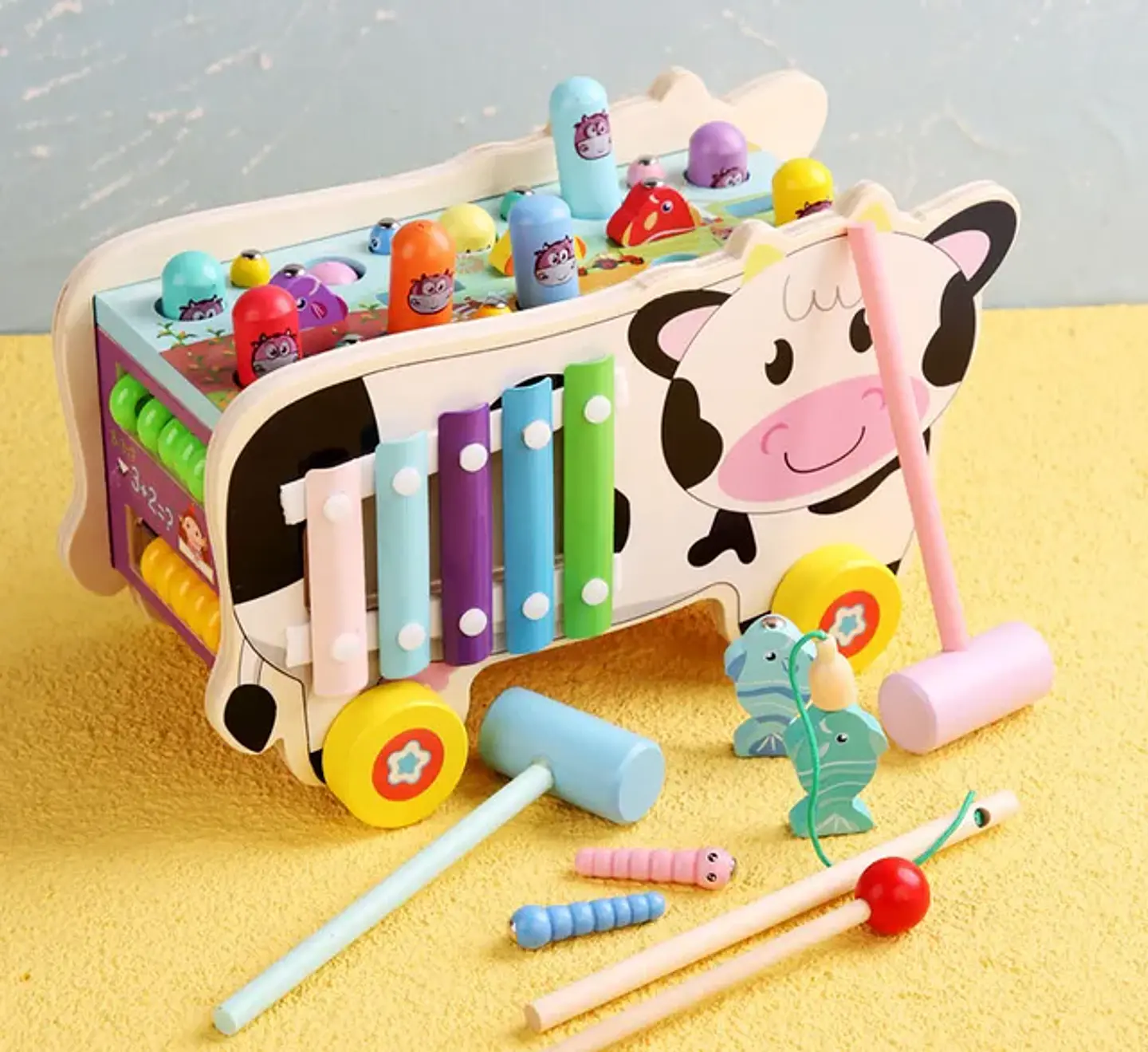 Pega topo vaca didáctico de madera musical 5