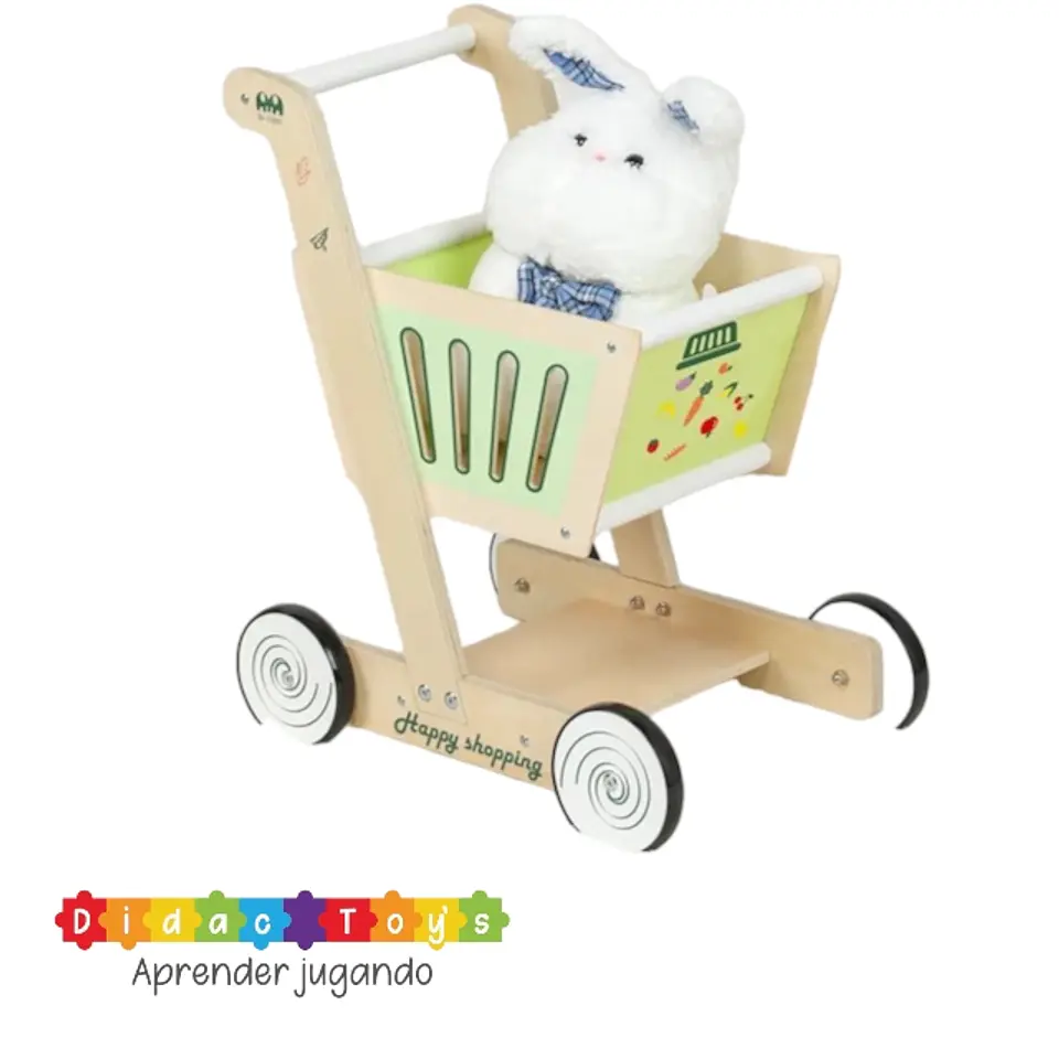 Carro de supermercado infantil de madera 2