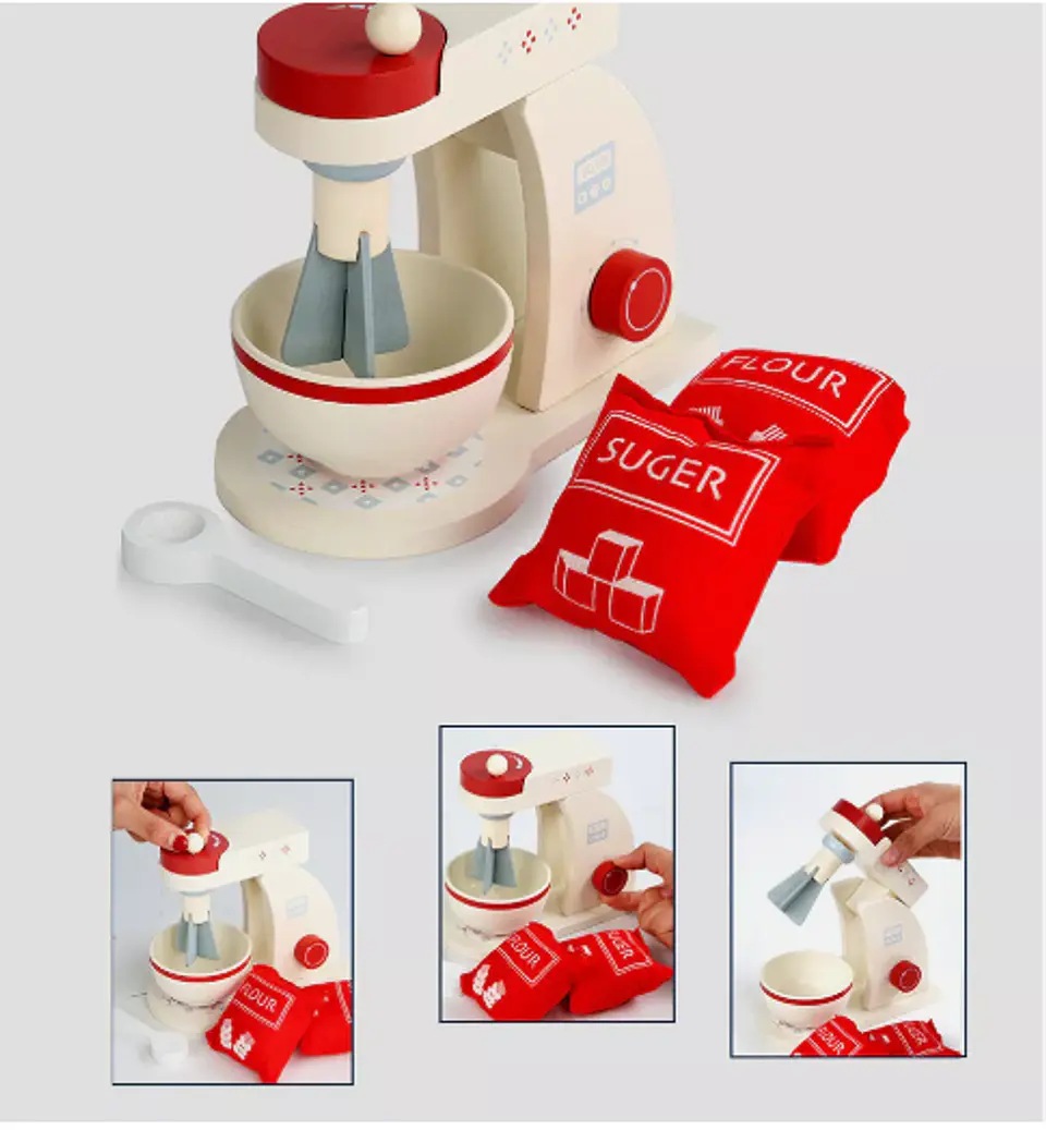 Batidora Mezcladora Para Niños Juguete De Madera Didáctico 5