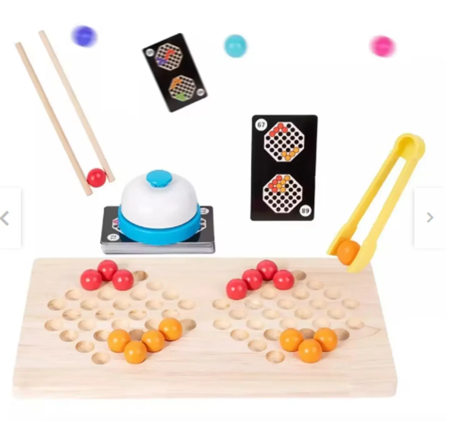 Juego de patrones y canicas dobles madera. 3