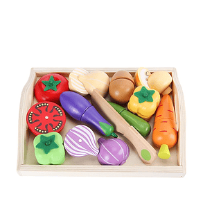 Set de verduras didactico de madera 12 pcs