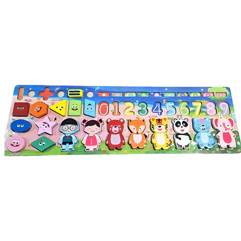 Tablero didactico animal madera 