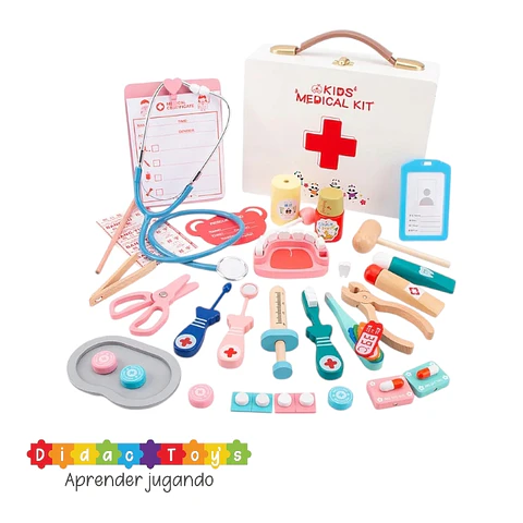 Juego kit dentista y doctor de madera 