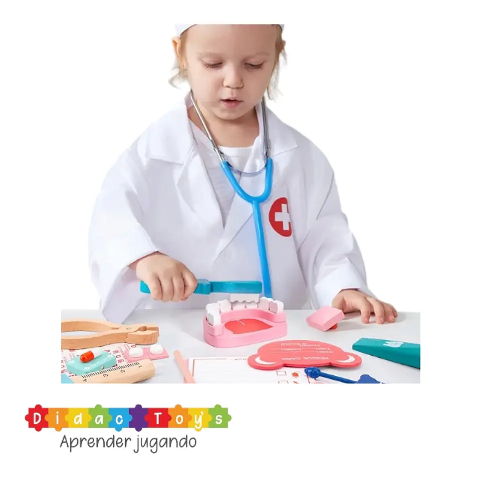 Juego kit dentista y doctor de madera  4