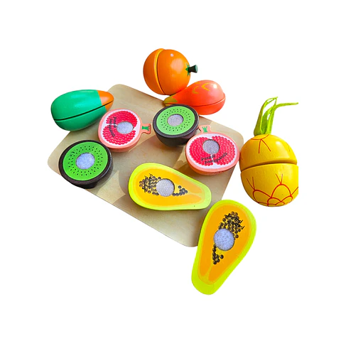 Juego de cortar frutas de madera