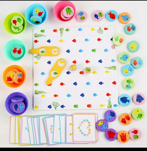 Juego clasificación de colores y peces 3 en 1 