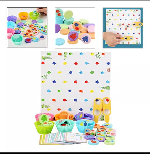 Juego clasificación de colores y peces 3 en 1 