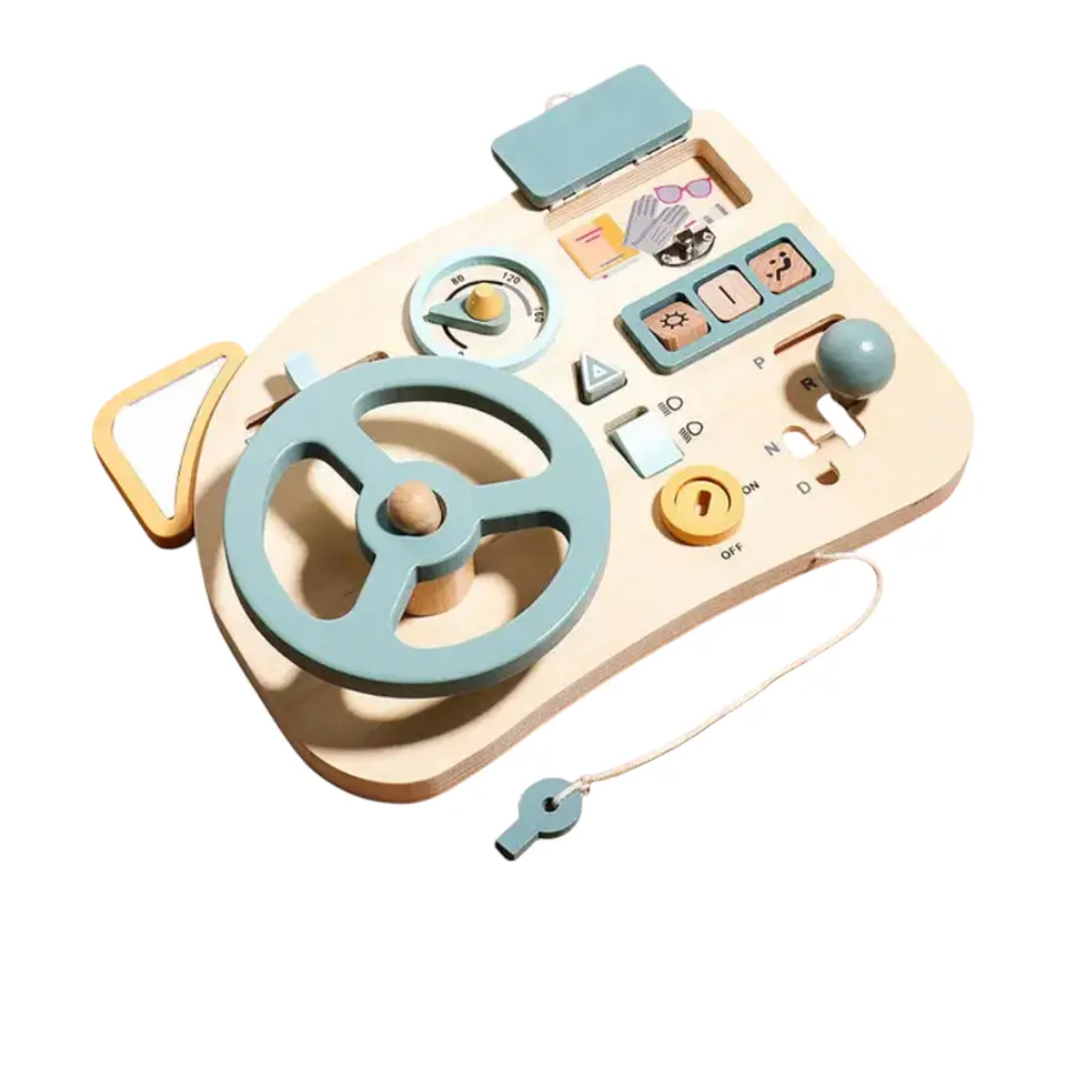Tablero montessori de volante sensorial bebé  3