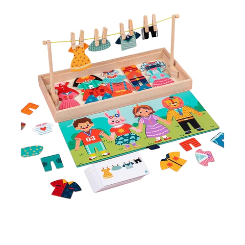 Juego de Clasificación Montessori - Tendedero de Ropa