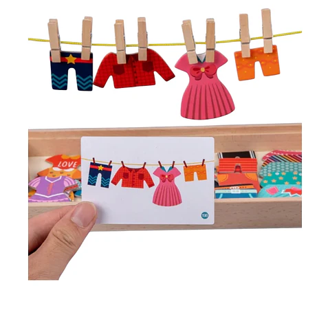 Juego de Clasificación Montessori - Tendedero de Ropa