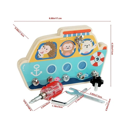 Barco motricidad tuercas y herramientas