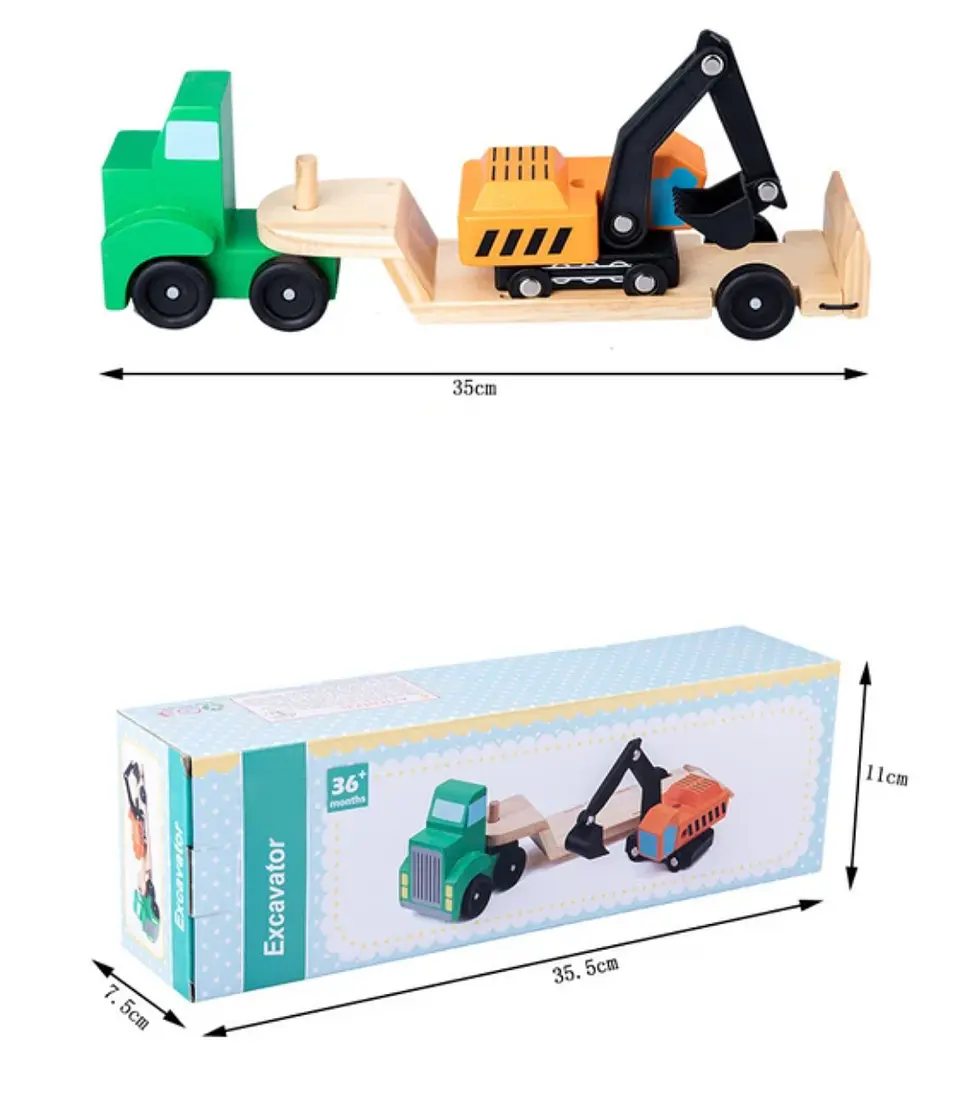 Camión con retroexcavadora de madera  2