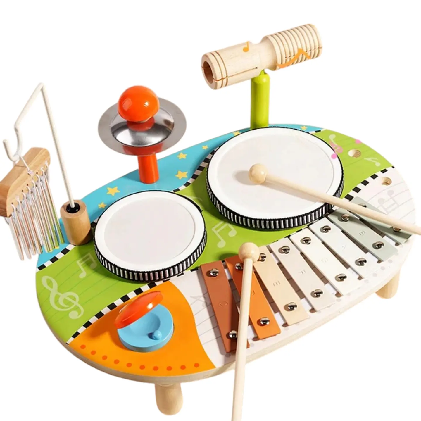 Juego set batería musical madera  1
